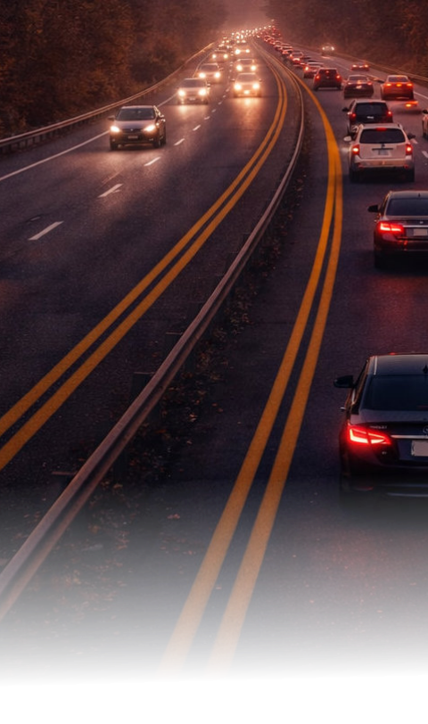 Freeway traffic at dusk