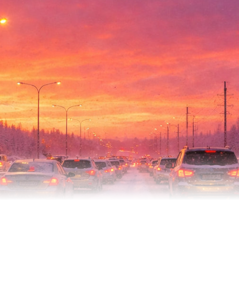 Driver controlling skid on icy winter road | Winter Driving Safety