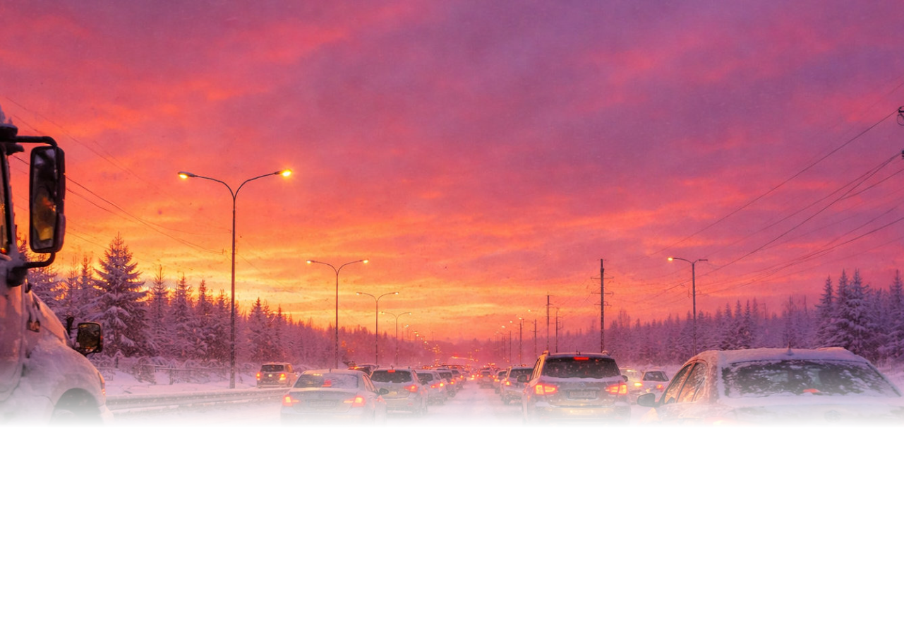 Driver controlling skid on icy winter road | Winter Driving Safety